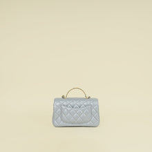 Chanel Metallic Gray Mini Rectangular Flap Top Handle Bag