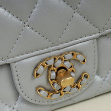 Chanel Metallic Gray Mini Rectangular Flap Top Handle Bag