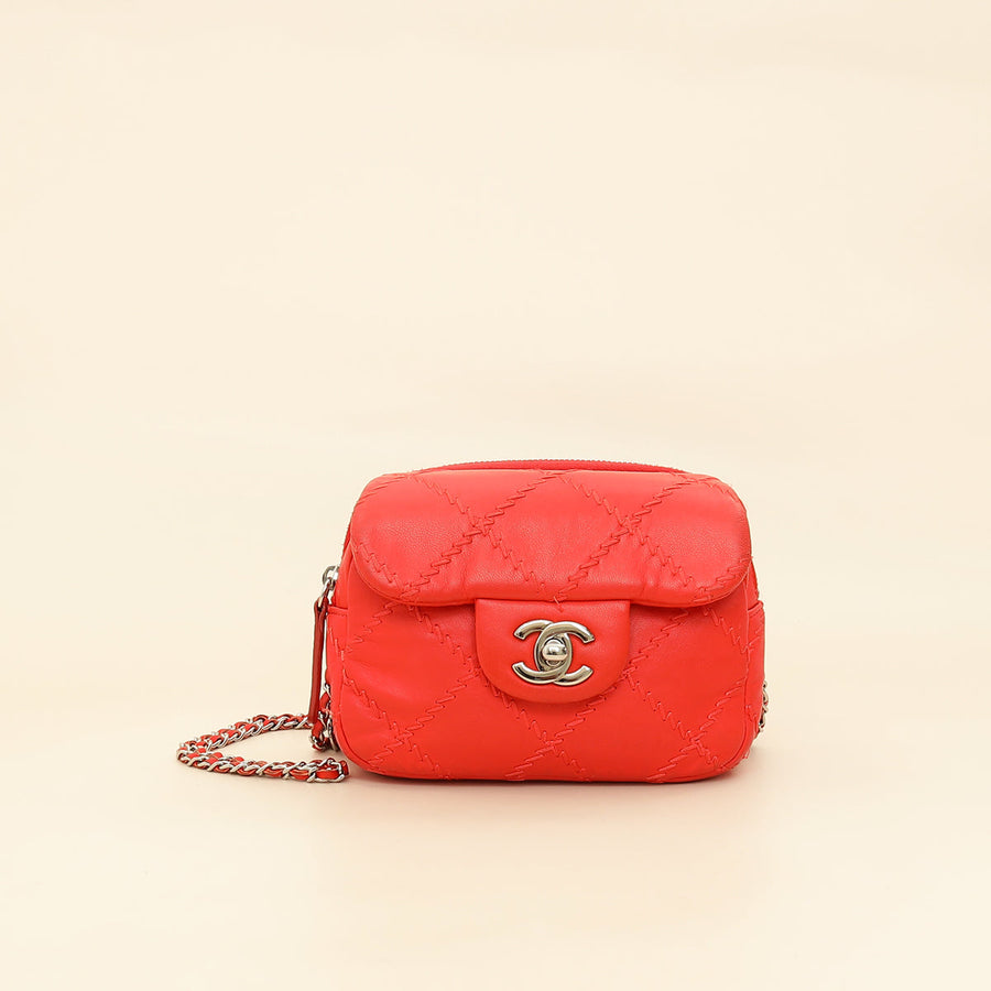 Chanel Red Ultimate Stitch Mini Flap Wallet on Chain