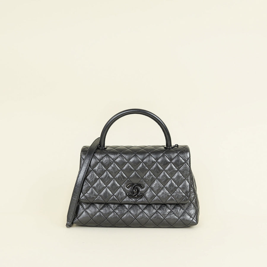 Chanel Dark Ruthenium CC Coco Handle Flap Bag