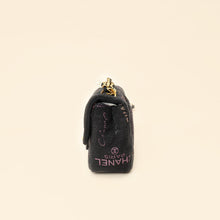 Chanel Black Multicolor CC Denim Logo Print Flap Bag