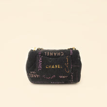 Chanel Black Multicolor CC Denim Logo Print Flap Bag
