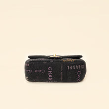 Chanel Black Multicolor CC Denim Logo Print Flap Bag
