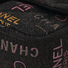 Chanel Black Multicolor CC Denim Logo Print Flap Bag