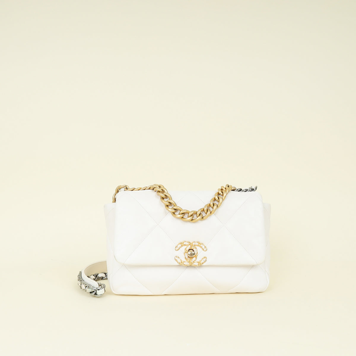 Chanel White CC 19 Small Flap Bag