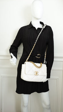 Chanel White CC 19 Small Flap Bag
