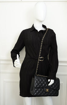 Chanel Black CC Classic Double Flap Jumbo Bag