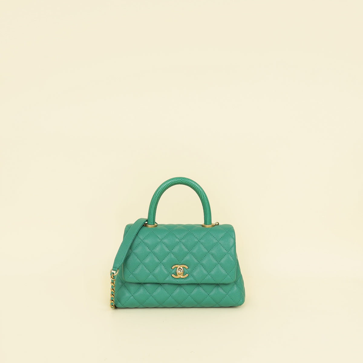 Chanel Green Coco Handle Small Bag