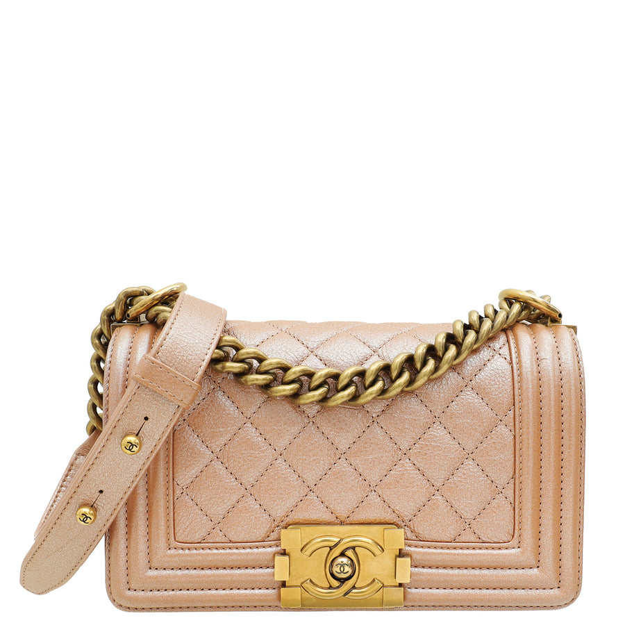Chanel Metallic Rose Gold Le Boy Small Bag