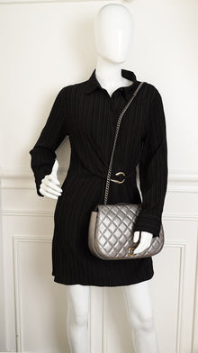 Chanel Metallic Grey CC Casual Pocket Messenger Flap Bag
