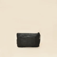 Chanel Black Logo Quilted Cosmetic Case With Chain Wrist