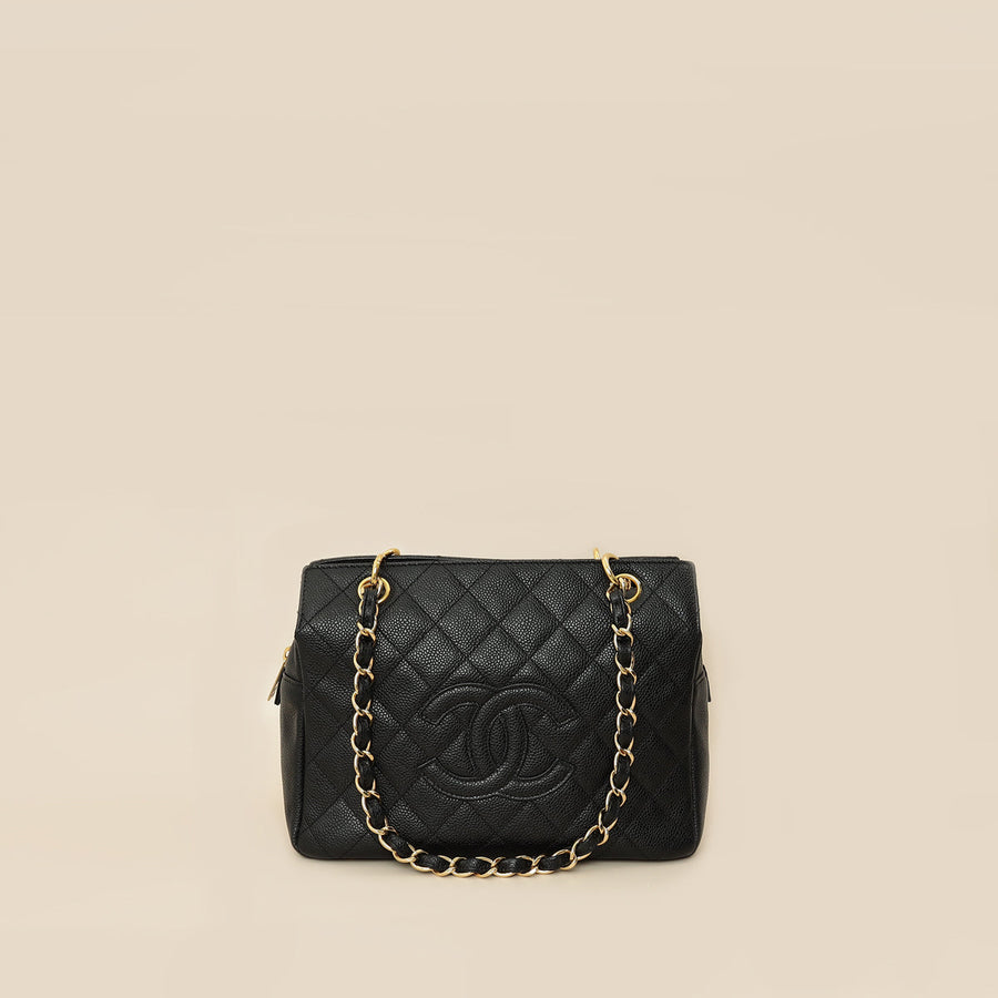 Chanel Black Zip Petite Shopping Tote (PST) Bag