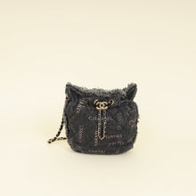 Chanel Black Multicolor CC Denim Quilted Mood Mini Bucket Bag With Chain