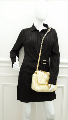 Chanel Light Yellow CC 19 Sequins Small Flap Bag