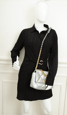 Chanel Metallic Silver 19 Flap Small Shoulder Bag