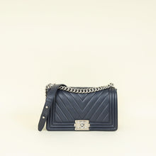 Chanel Navy Chevron Le Boy Medium Flap Bag