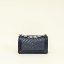 Chanel Navy Chevron Le Boy Medium Flap Bag