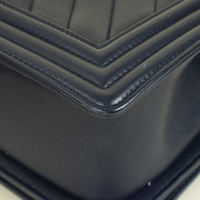 Chanel Navy Chevron Le Boy Medium Flap Bag