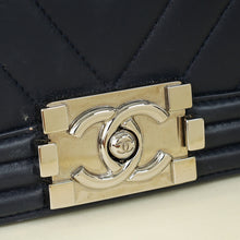 Chanel Navy Chevron Le Boy Medium Flap Bag