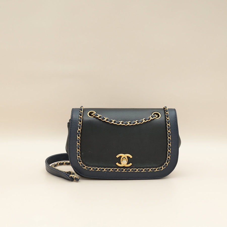 Chanel Bicolor CC Lovely Chains Woven Around Flap Bag