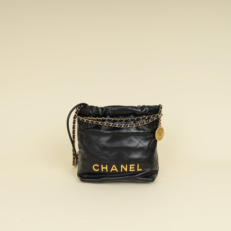Chanel Black CC 22 Mini Shiny Bag