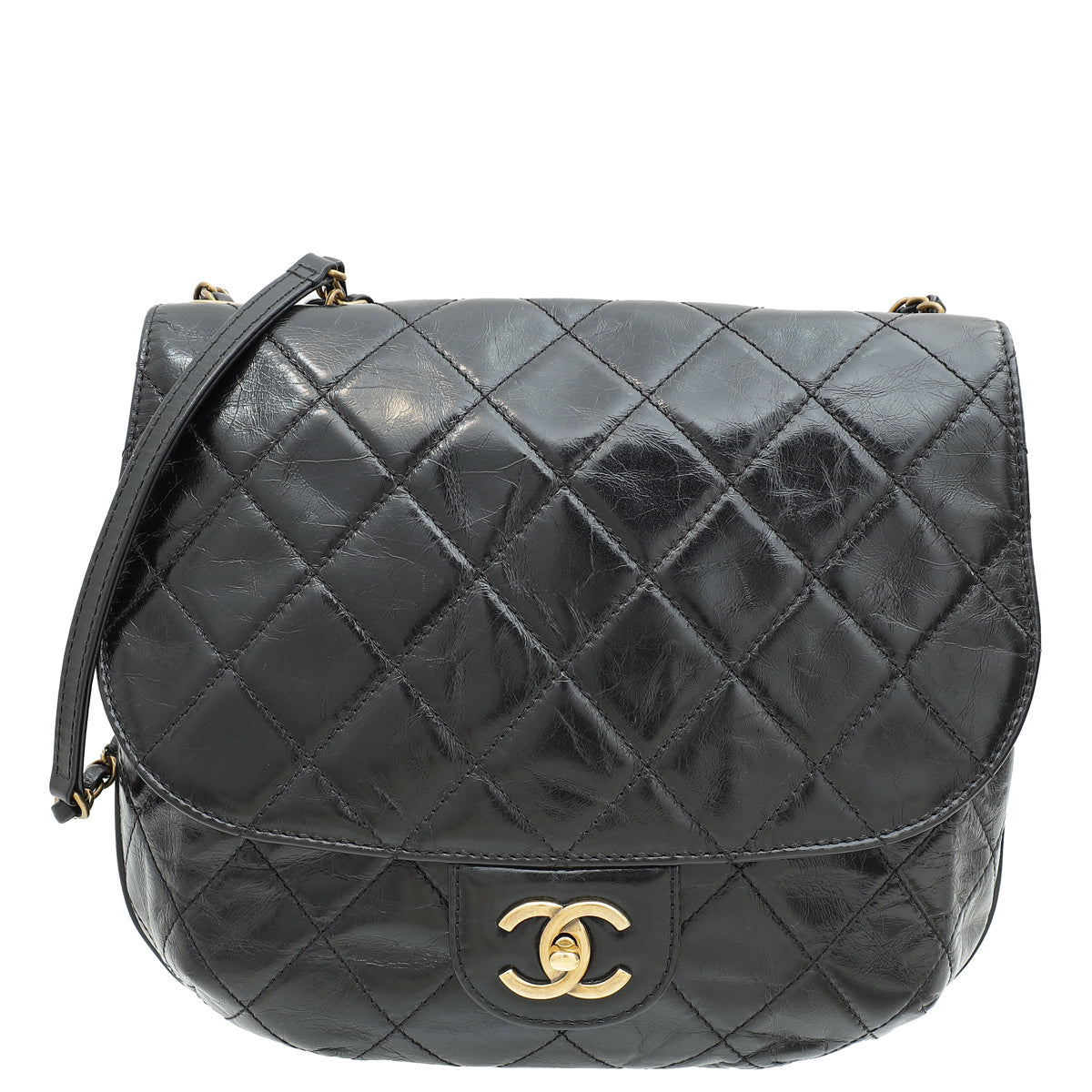 Chanel Black CC Bubble Large Messenger Flap Bag
