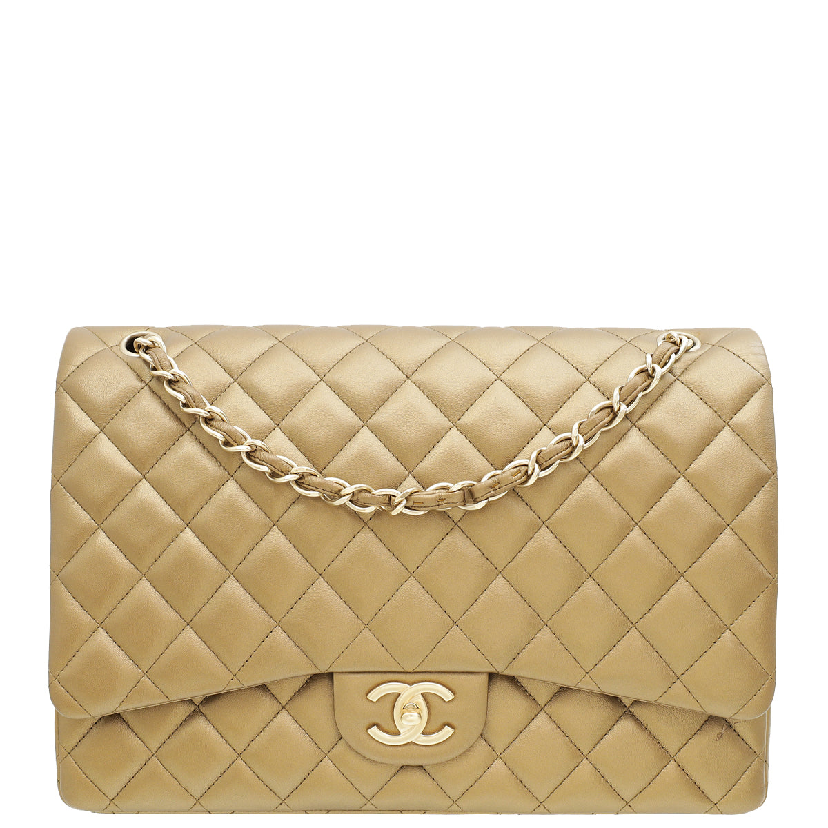 Chanel Bronze CC Classic Double Flap Maxi Bag