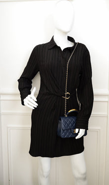 Chanel Blue Mini Rectangular Flap Metal Top Handle Bag