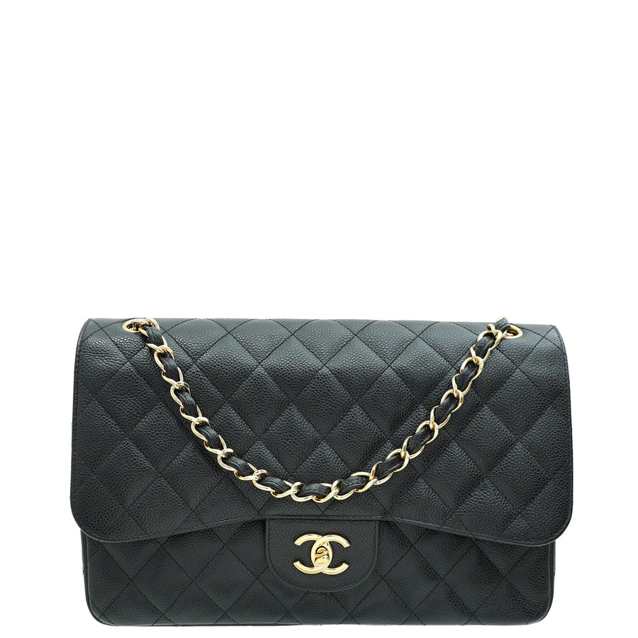 Chanel Black Classic Double Flap Jumbo Bag