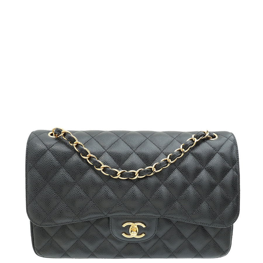 Chanel Black CC Classic Double Flap Jumbo Bag