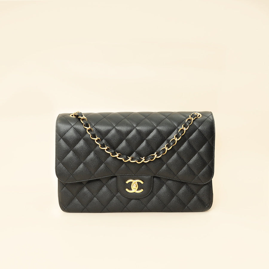 Chanel Black CC Classic Double Flap Jumbo Bag