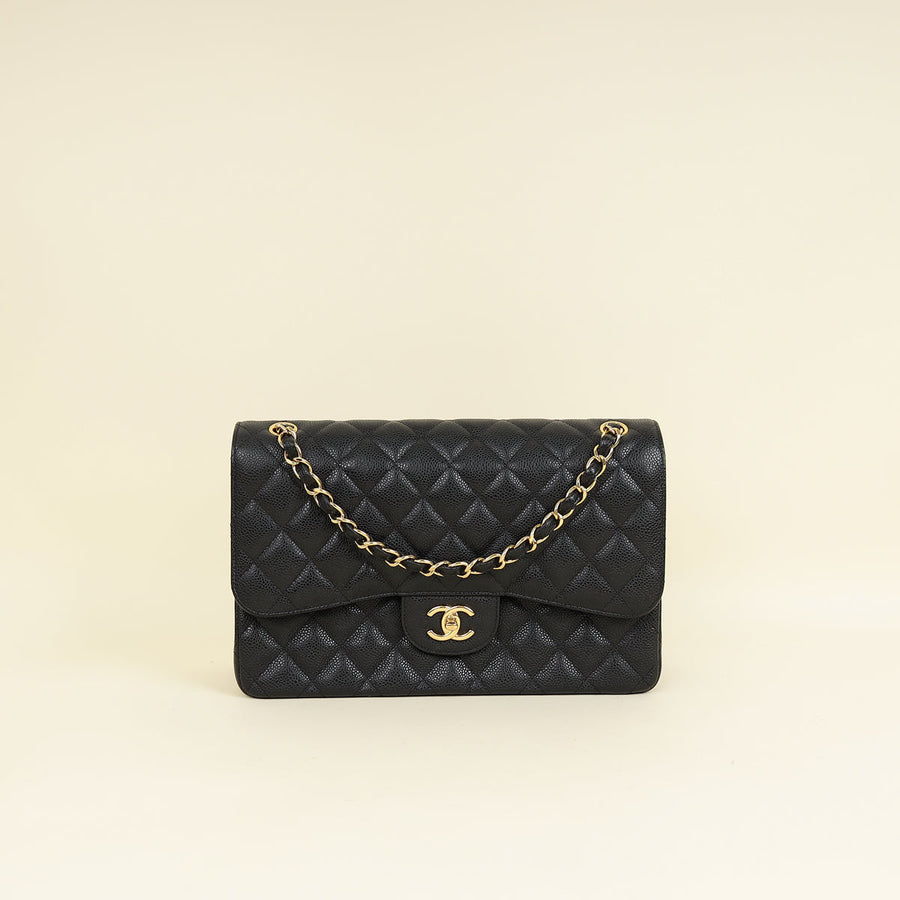 Chanel Black CC Classic Double Flap Jumbo Bag