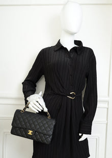 Chanel Black Classic Double Flap Medium Bag