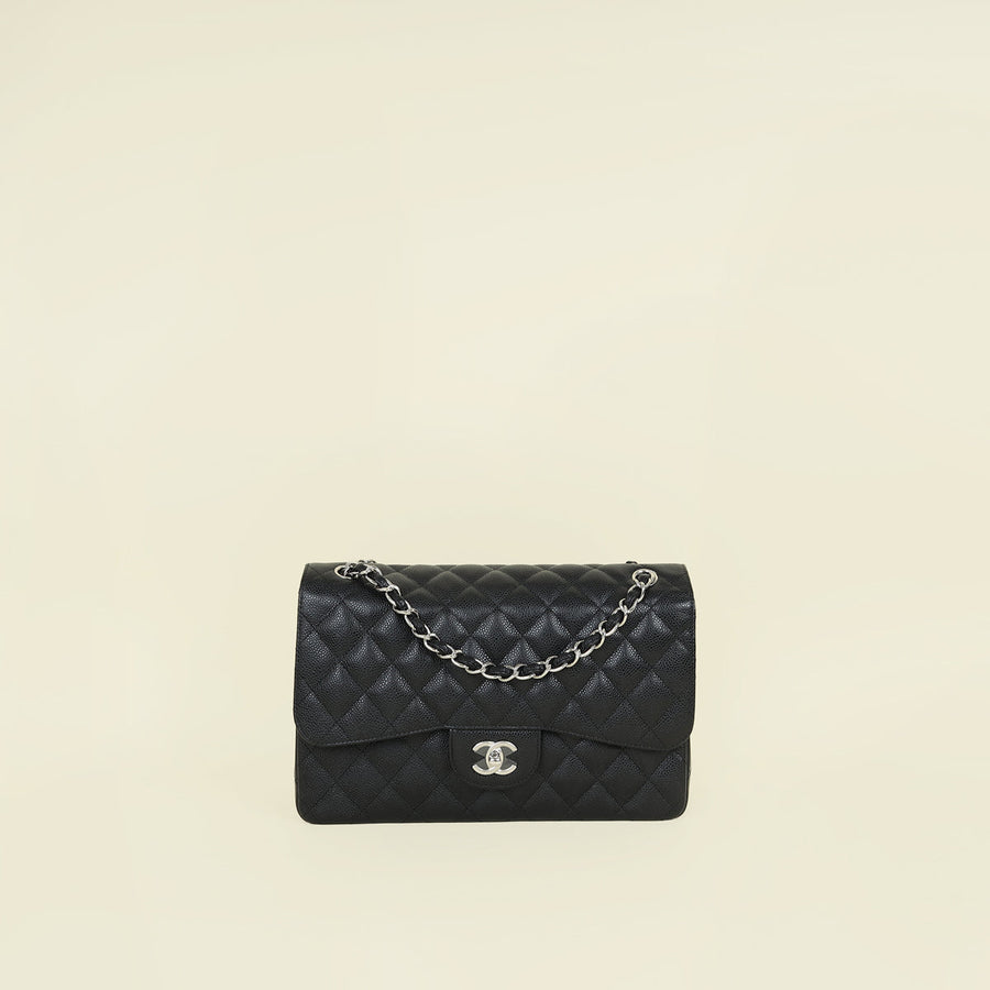 Chanel Black Classic Double Flap Jumbo Bag