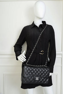 Chanel Black Classic Double Flap Jumbo Bag