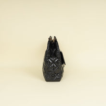 Chanel Black CC Wavy Charm Shiny Crumpled Hobo Bag