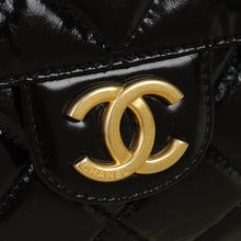 Chanel Black CC Wavy Charm Shiny Crumpled Hobo Bag
