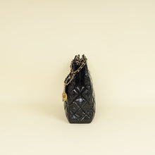 Chanel Black CC Wavy Charm Shiny Crumpled Hobo Bag