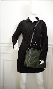 Chanel Olive Green Le Boy Flap Shoulder Bag