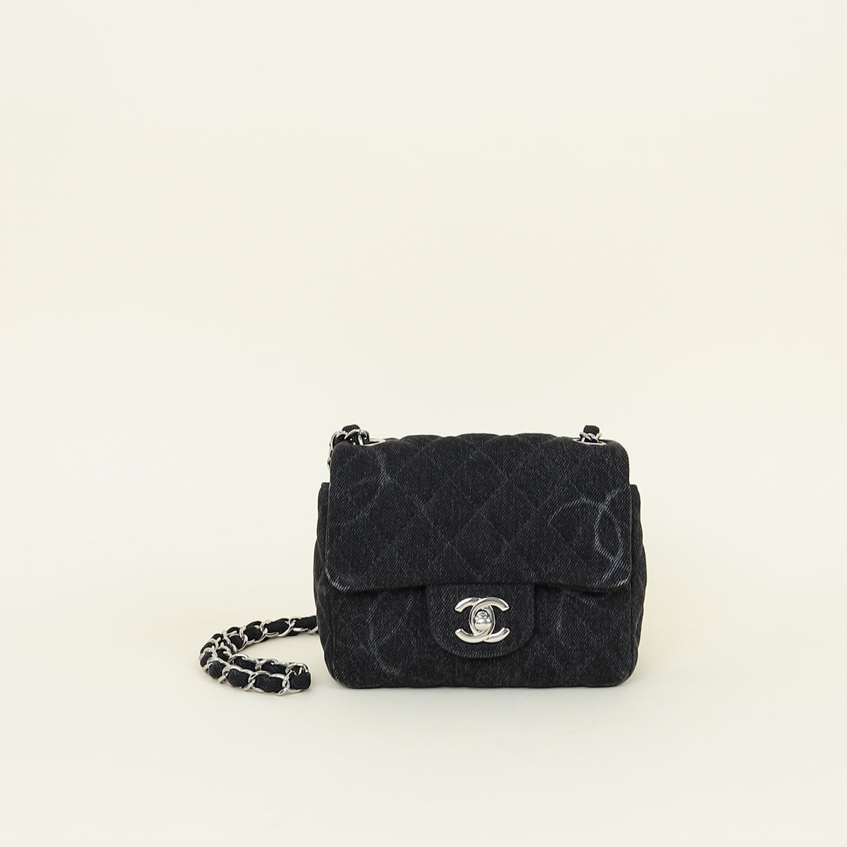 Chanel Black CC Print Mini Square Flap Bag