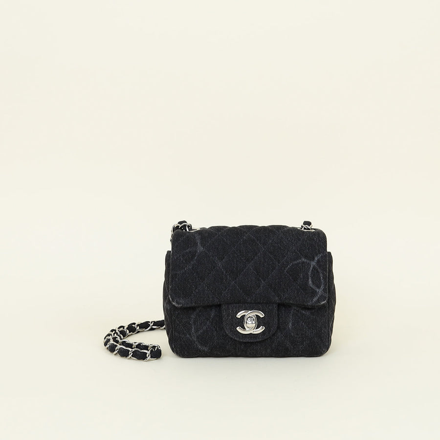 Chanel Black CC Print Mini Square Flap Bag