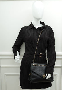Chanel Black CC Chevron Stitched Large Envelope Flap Bag