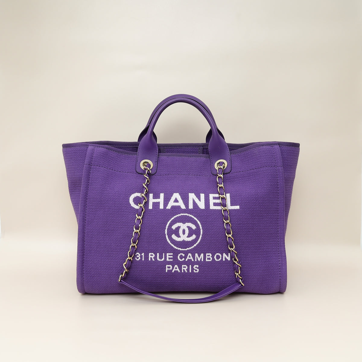 Chanel Violet CC Deauville Medium Tote Bag