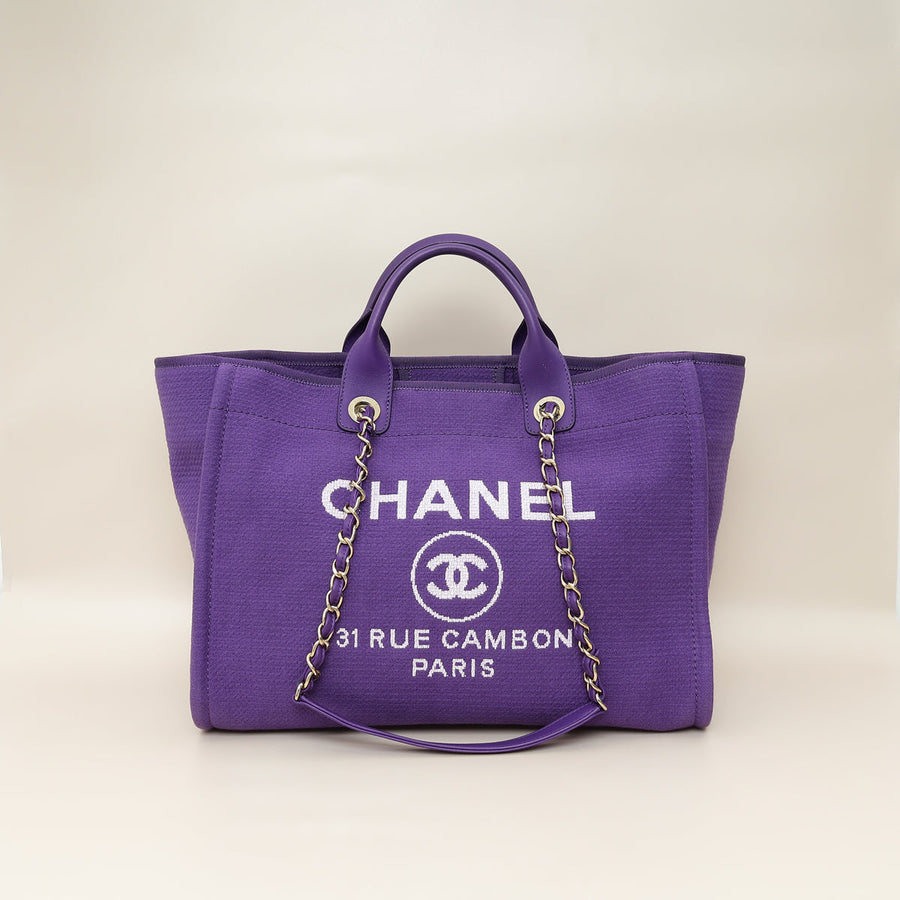 Chanel Violet CC Deauville Medium Tote Bag