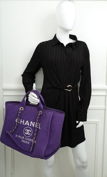 Chanel Violet CC Deauville Medium Tote Bag