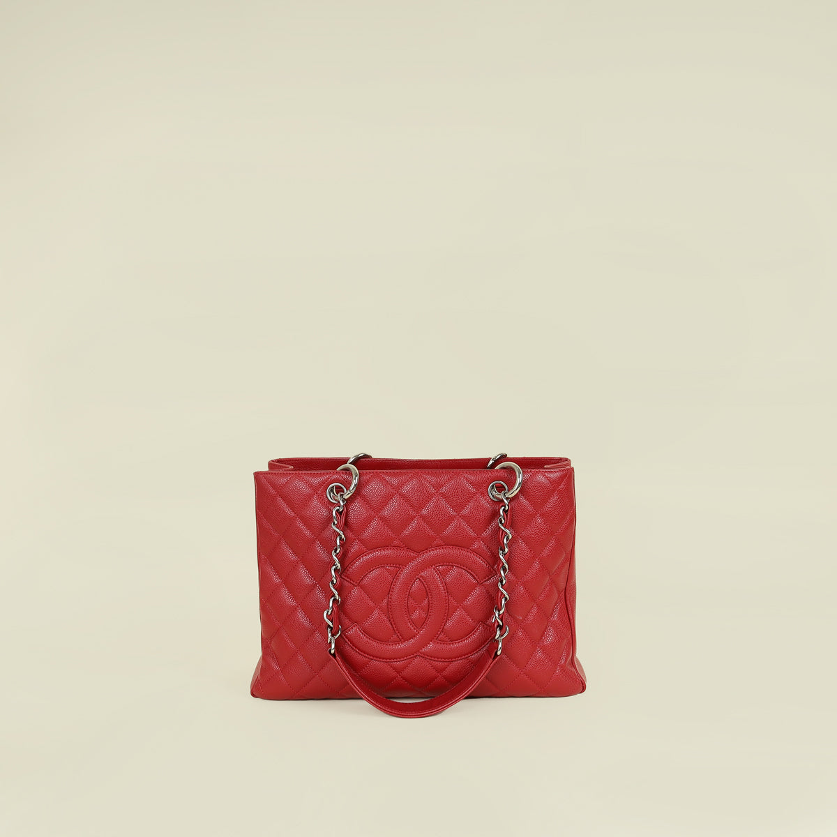 Chanel Red Grand Shopping Tote (GST) Medium Bag