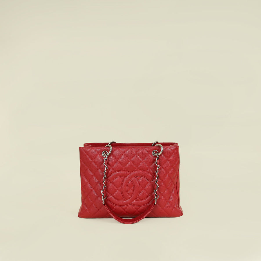 Chanel Red Grand Shopping Tote (GST) Medium Bag