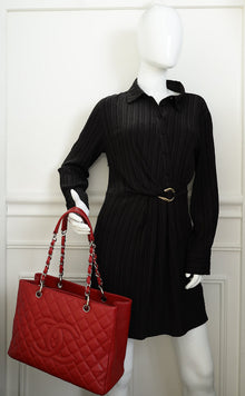 Chanel Red Grand Shopping Tote (GST) Medium Bag