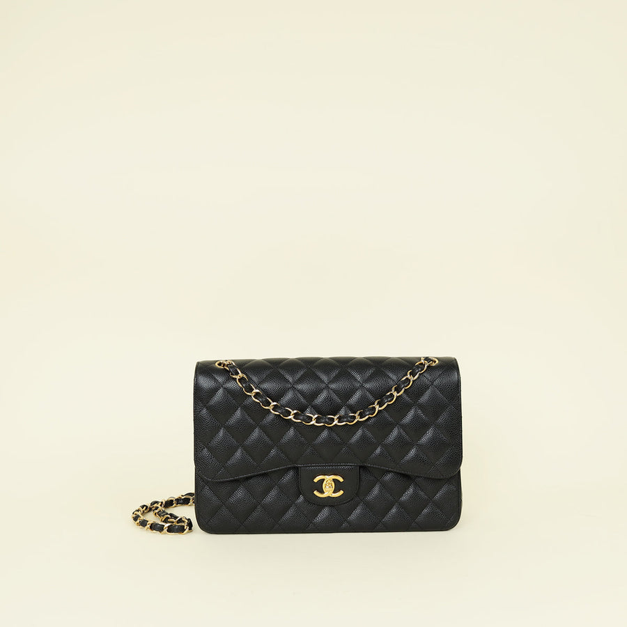 Chanel Black Classic Double Flap Jumbo Bag