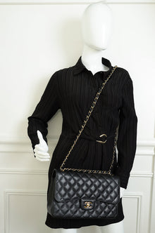 Chanel Black Classic Double Flap Jumbo Bag